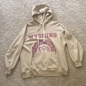 Arizona Jean Company Tan Hoodie with Pink Print